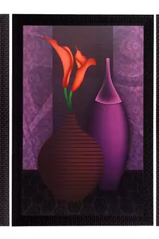 Set Of 3 Colorful Vases Satin Matt Texture UV Art Painting