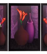 Set Of 3 Colorful Vases Satin Matt Texture UV Art Painting