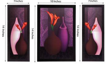 Set Of 3 Colorful Vases Satin Matt Texture UV Art Painting 2