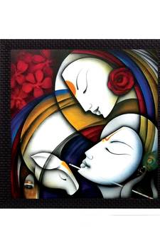 glorious Radha Krishna Satin Matt Texture UV Art Painting