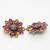Handcrafted Pink Orange Stones Floral Design Oxidised Silver Plated Brass Studs