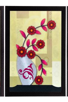 Set Of 3 Geometrical Floral Satin Matt Texture UV Art Painting