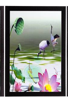 Set Of 3 Colorful Flora Fauna Satin Matt Texture UV Art Painting