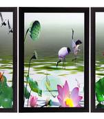 Set Of 3 Colorful Flora Fauna Satin Matt Texture UV Art Painting