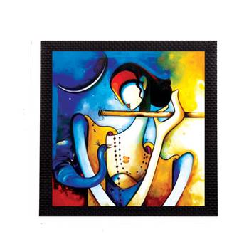 Musical Lord Krishna Satin Matt Texture UV Art Painting 1