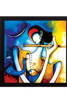 Musical Lord Krishna Satin Matt Texture UV Art Painting