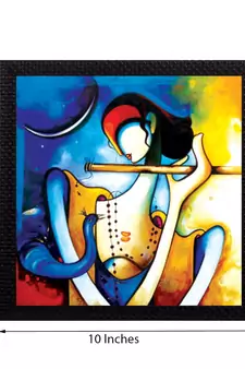 Musical Lord Krishna Satin Matt Texture UV Art Painting