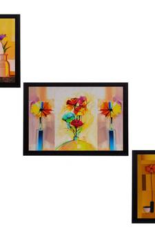 Set Of 3 Gorgeous Vase Flower Satin Matt Texture UV Art Painting