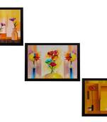 Set Of 3 Gorgeous Vase Flower Satin Matt Texture UV Art Painting