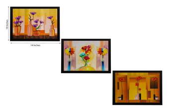 Set Of 3 Gorgeous Vase Flower Satin Matt Texture UV Art Painting 2