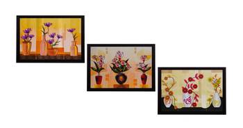 Set Of 3 Gorgeous Geometrical Flower Satin Matt Texture UV Art Painting 1