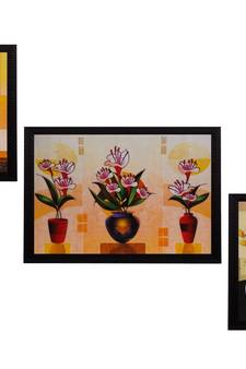 Set Of 3 Gorgeous Geometrical Flower Satin Matt Texture UV Art Painting