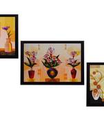 Set Of 3 Gorgeous Geometrical Flower Satin Matt Texture UV Art Painting