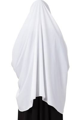 White Khimar Prayer Hijab With Sleeves  Made In Nida Matte Fabric 7