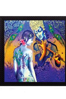 Artistic Lady and Krishna Figurine Satin Matt Texture UV Art Painting