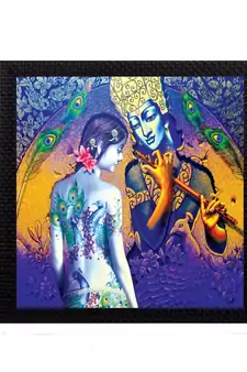 Artistic Lady and Krishna Figurine Satin Matt Texture UV Art Painting