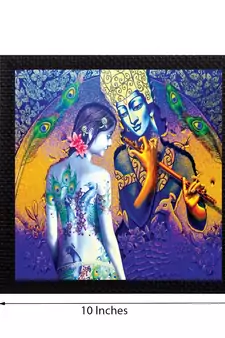 Artistic Lady and Krishna Figurine Satin Matt Texture UV Art Painting