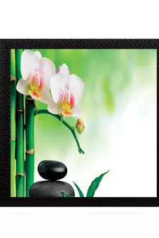 White Botanical Floral Satin Matt Texture UV Art Painting