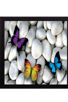 Butterfly On Stones Satin Matt Texture UV Art Painting