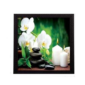 White Flower and Candle Satin Matt Texture UV Art Painting 1