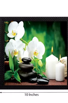 White Flower and Candle Satin Matt Texture UV Art Painting