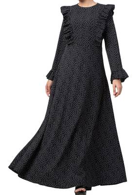 Maxi Dress With Ruffles-Made Of Bubble Crepe 1