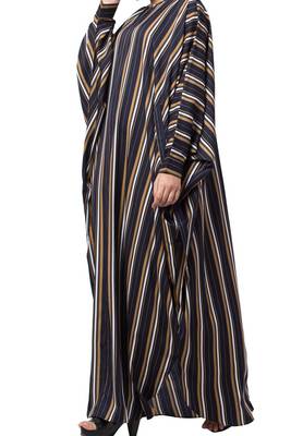 Crepe Striped Kaftan With Belt 1