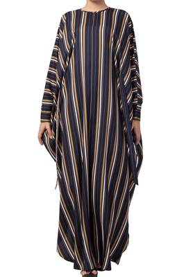 Crepe Striped Kaftan With Belt 2
