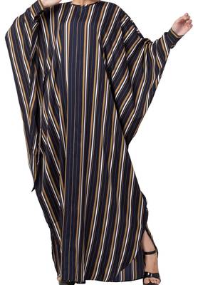 Crepe Striped Kaftan With Belt 3