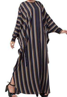 Crepe Striped Kaftan With Belt 5