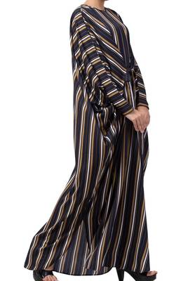 Crepe Striped Kaftan With Belt 7