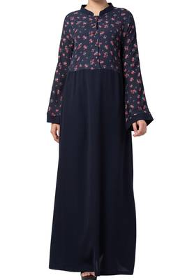 Printed Abaya Like Dress For Daily Use  Made In Crepe And Moss Fabric 1