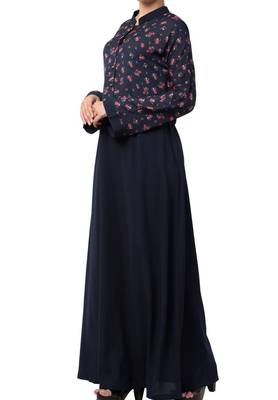 Printed Abaya Like Dress For Daily Use  Made In Crepe And Moss Fabric 2