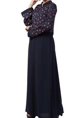 Printed Abaya Like Dress For Daily Use  Made In Crepe And Moss Fabric 3