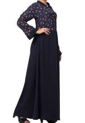 Printed Abaya Like Dress For Daily Use  Made In Crepe And Moss Fabric 4