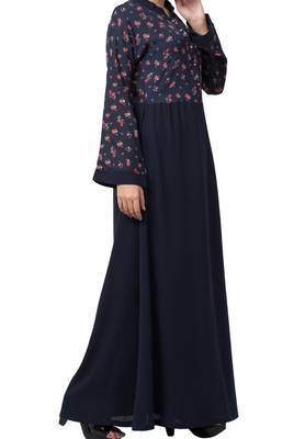 Printed Abaya Like Dress For Daily Use  Made In Crepe And Moss Fabric 5