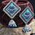 Handcrafted Blue Beads Square Shape Oxidised Silver Plated Brass Afghan Jhumkas