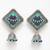 Handcrafted Blue Beads Square Shape Oxidised Silver Plated Brass Afghan Jhumkas