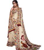 Multicolor printed pashmina saree with blouse