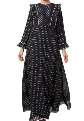 Dual Layer Maxi Dress With Georgette Polka Dots With Shantoon Lining 1