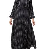 Dual Layer Maxi Dress With Georgette Polka Dots With Shantoon Lining
