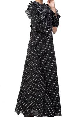 Dual Layer Maxi Dress With Georgette Polka Dots With Shantoon Lining 5