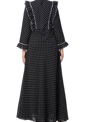 Dual Layer Maxi Dress With Georgette Polka Dots With Shantoon Lining 7