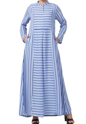 Striped Dress For Muslim Women Made Of Moss Fabric 1