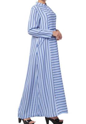 Striped Dress For Muslim Women Made Of Moss Fabric 5