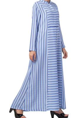 Striped Dress For Muslim Women Made Of Moss Fabric 6