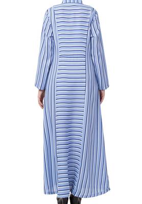 Striped Dress For Muslim Women Made Of Moss Fabric 7