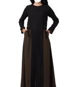 Dual Color Abaya Like Dress With Pockets And Buckled Belts Made In Nida Matte Fabric