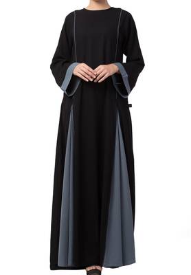 Flared Bottom Abaya Dress In Dual Color Made In kashibo Matte Fabric 2