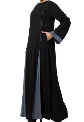 Flared Bottom Abaya Dress In Dual Color Made In kashibo Matte Fabric 3